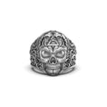 Load image into Gallery viewer, Silver Masonic Skull Ring - Engraved Freemason Jewelry, Gothic Men's Ring, Unique Masonic Gift