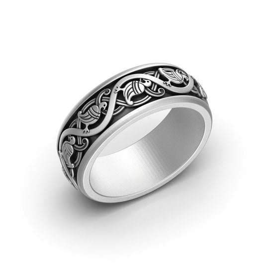 Silver Pigeon Band - Dove Ring, Peace Symbol Jewelry, Elegant Bird Ring, Unique Gift for Her