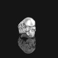 Bild in Galerie-Betrachter laden, Silver Bones and Skull Ring - Gothic Jewelry, Edgy Men's Ring, Unique Skeleton Design, Bold Biker Gift