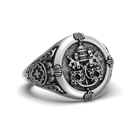 Silver Saint Peter Ring - Keys of Heaven Jewelry, Christian Symbol, Unique Religious Gift, Faith-Inspired Ring