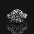 Load image into Gallery viewer, Silver Celtic Windflower Ring - Gardener's Gift, Elegant Floral Jewelry, Unique Nature-Inspired Ring