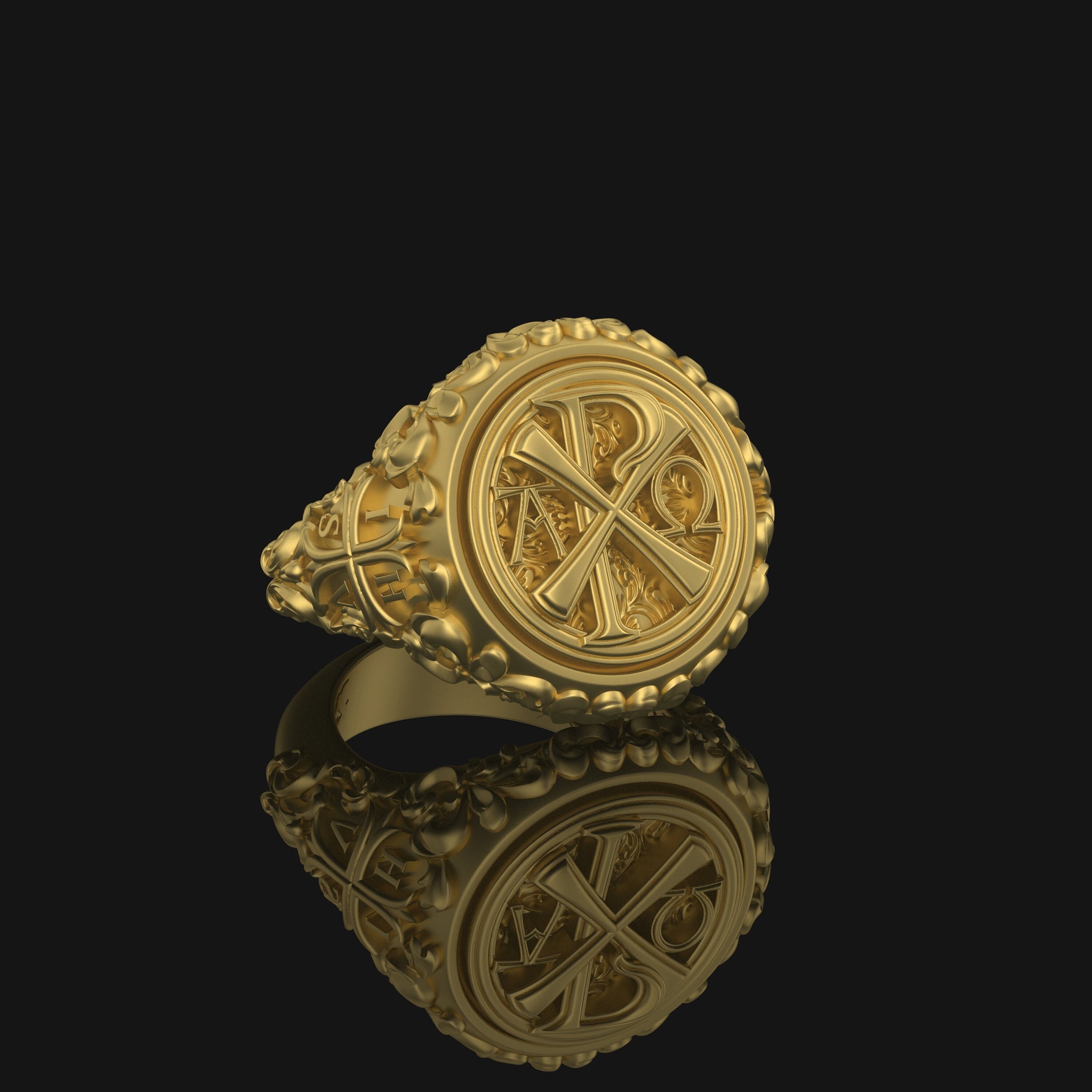 Silver APXΩ Ring - Byzantine Christian Chevalier, Alpha and Omega Jewelry, Unique Religious Gift