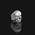 Bild in Galerie-Betrachter laden, Silver Bones and Skull Ring - Gothic Jewelry, Edgy Men's Ring, Unique Skeleton Design, Bold Biker Gift