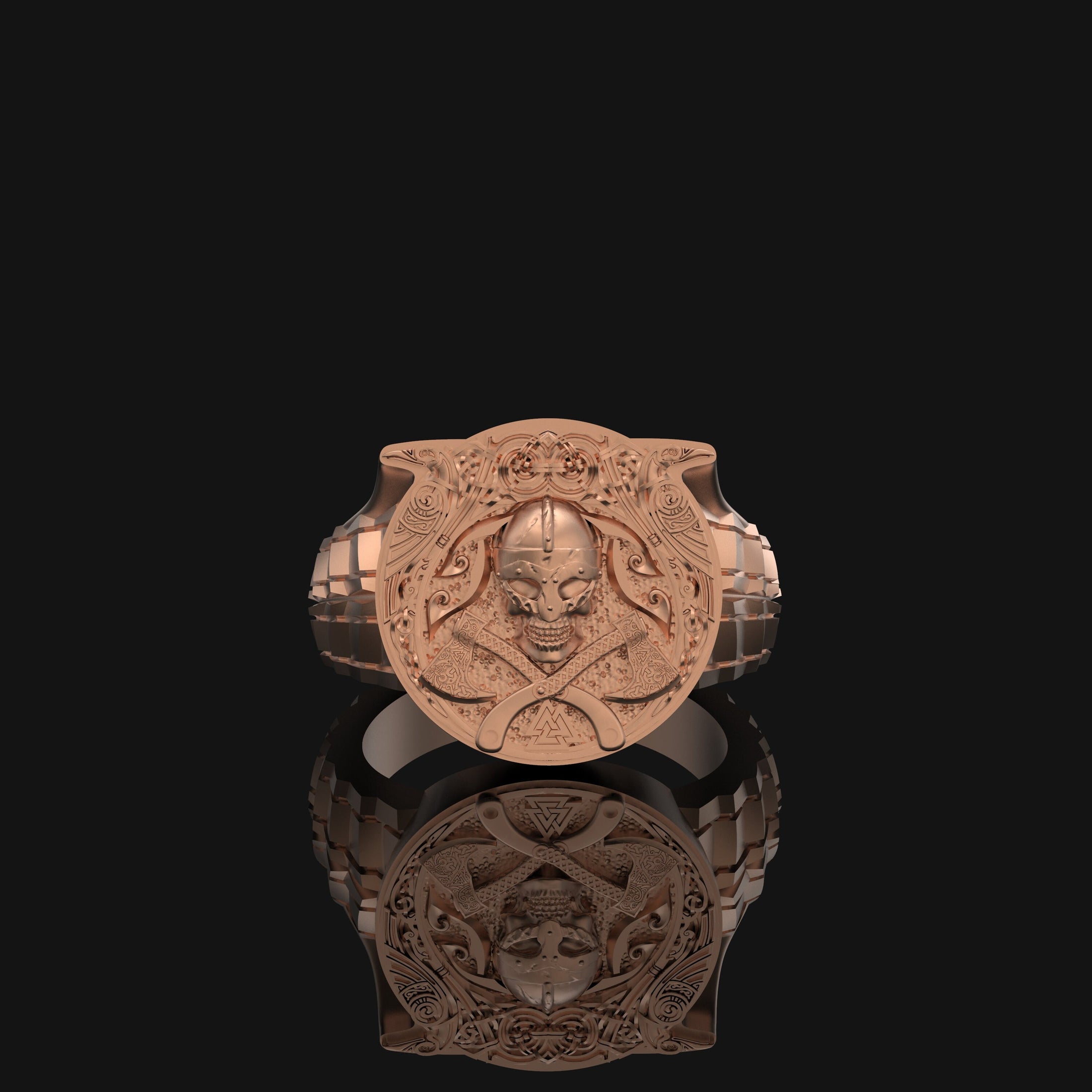 Silver Viking Ring - Axe and Helmet Jewelry, Norse Mythology, Unique Men's Ring, Warrior Symbol Gift