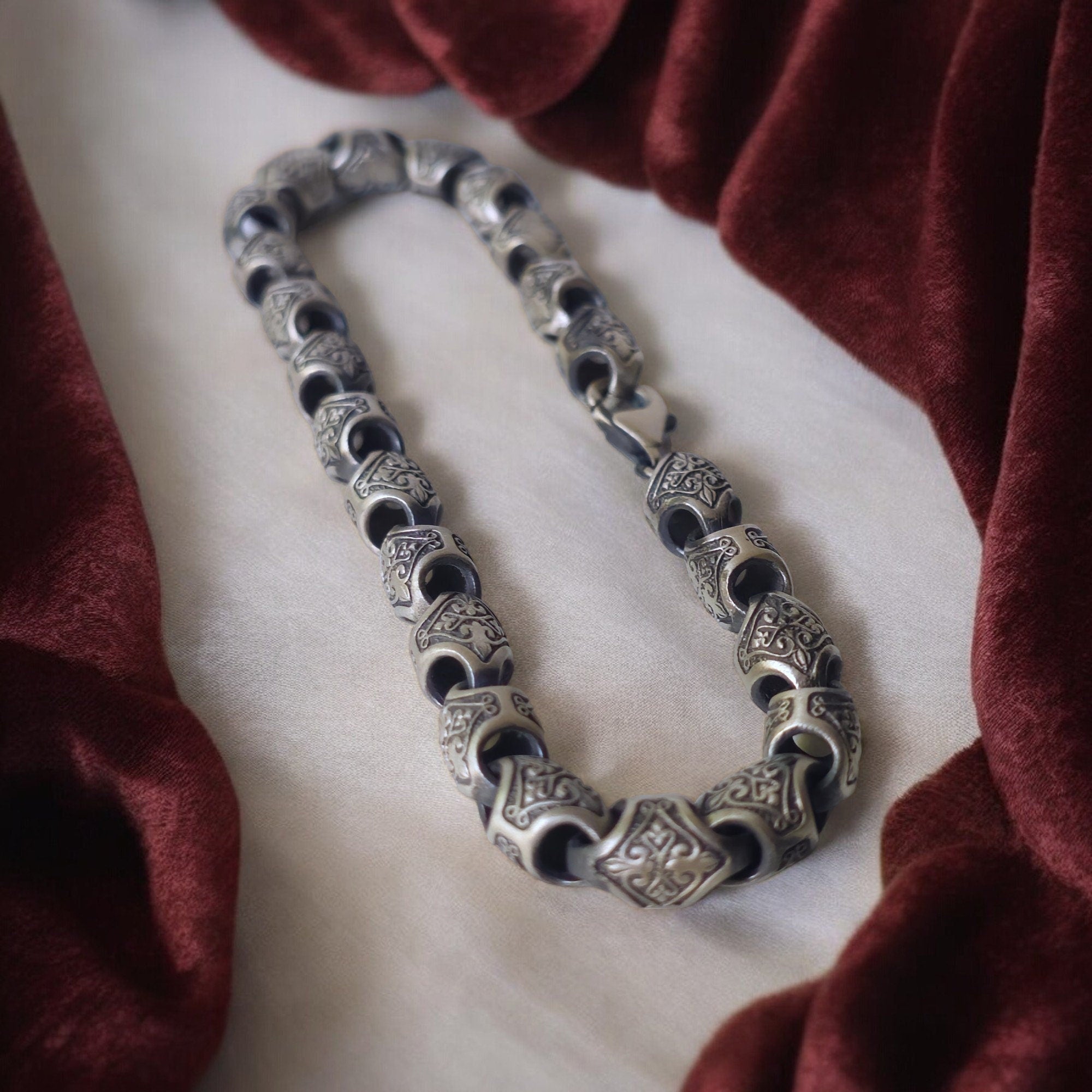 Elegant Silver Chain Bracelet Baroque Ornamental Bracelet | Handcrafted Sterling Silver  main image 3