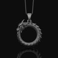 Load image into Gallery viewer, Silver Ouroboros Necklace - Dragon Jewelry, Tail-Devourer Symbol, Cosmic Eternity Birth and Death Gift