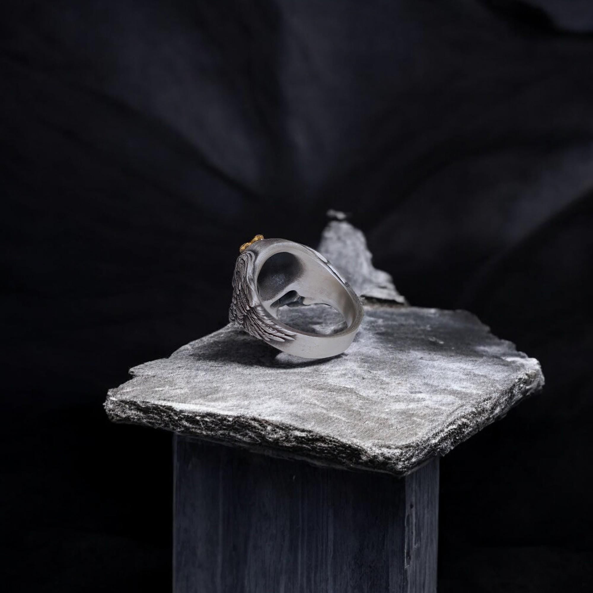 Silver Skull Ring with Cross - Gothic Jewelry, Memento Mori Ring, Unique Gift for Him or Her, Symbolic Gothic Accessory