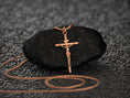 Bild in Galerie-Betrachter laden, Rose gold crucifix necklace, warm devotional jewelry.