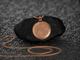 Load image into Gallery viewer, Rose gold plated Skyrim Zenithar amulet for cosplay or fantasy gift use.