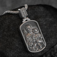 Bild in Galerie-Betrachter laden, Oxidized sterling silver pendant of St. Joseph and Child Jesus with Sacred Hearts