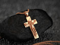Bild in Galerie-Betrachter laden, Rose gold plated pendant showing artistic rendering of woman on a cross,