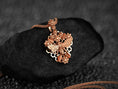 Load image into Gallery viewer, Rose gold bee necklace with honeycomb floral frame,