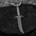 Load image into Gallery viewer, Close-up of vampire rogue dagger charm, sleek gothic detail.