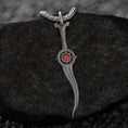 Load image into Gallery viewer, 925 sterling silver Orin's Bloodthirst Dagger Charm with synthetic ruby.