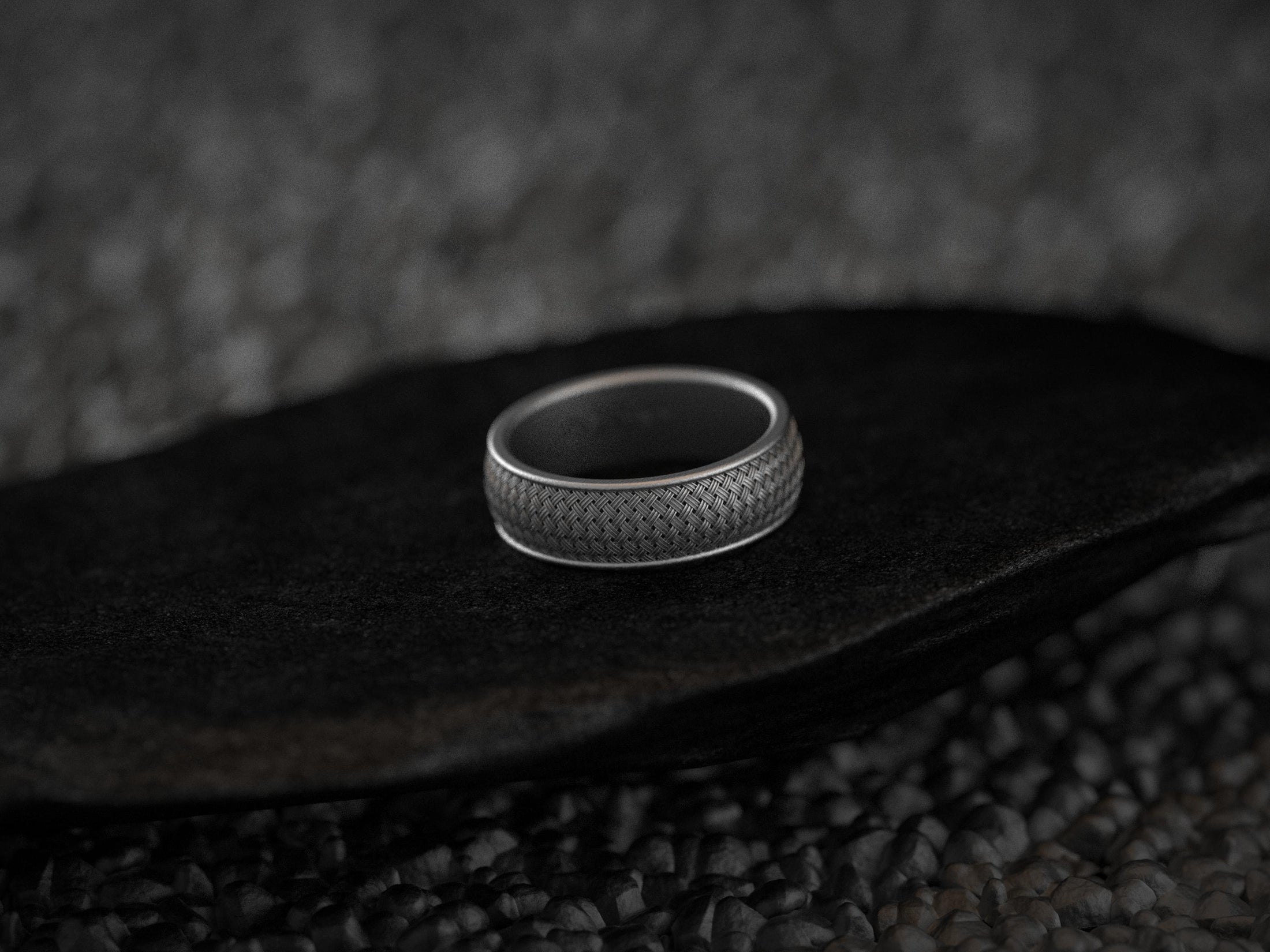 Woven pattern wedding band,