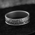 Load image into Gallery viewer, Hammered silver men's ring close-up,