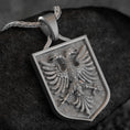 Bild in Galerie-Betrachter laden, Oxidized silver Albanian eagle pendant with detailed double-headed design,
