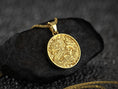 Load image into Gallery viewer, Gold-plated Eastern dragon necklace with circular fantasy medallion,