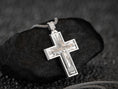 Bild in Galerie-Betrachter laden, Rhodium plated Christian cross necklace with Jesus figure,