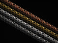 Load image into Gallery viewer, Comparison of all finishes: oxidized, silver, gold, and rose gold chains displayed in rows