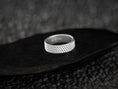 Load image into Gallery viewer, Bright silver grid-patterned ring for men or couples