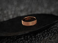Load image into Gallery viewer, Rose gold men’s band featuring geometric basket weave detail