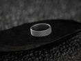 Load image into Gallery viewer, Matte oxidized silver wedding band with woven texture pattern