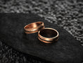 Load image into Gallery viewer, Rose gold matching wedding bands with engraved flow lines