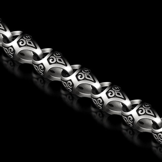 Oxidized Celtic triskele chain necklace with shield motifs