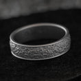 Load image into Gallery viewer, Rustic bark texture ring on dark stone background