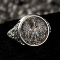 Load image into Gallery viewer, Oxidized Silver Eagle Signet Ring on black velvet background