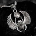 Load image into Gallery viewer, Scarab Horus Ancient Egypt Gift Jewelry Mens Silver Necklace Egyptian Unisex Winged Accessory Pendant Oxidized Gold Plated Beetle