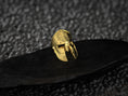 Load image into Gallery viewer, Front view of the same helmet ring plated in rich 18K yellow gold with a warm gleam.