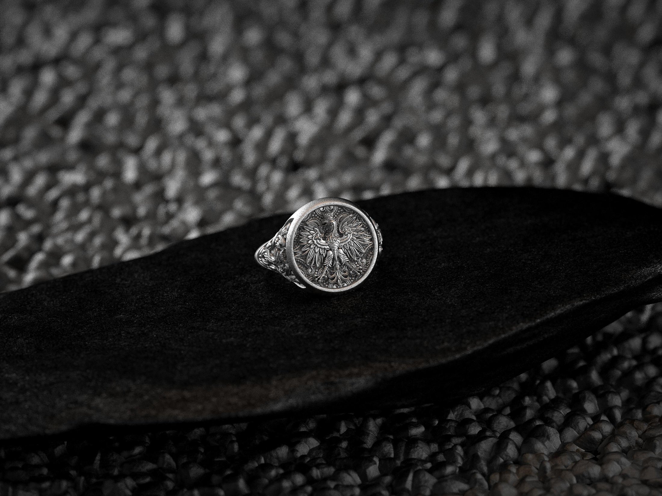 Polish Eagle Signet Ring – Sterling Silver Coat of Arms Ring with Heraldic Royal Symbol for Slavic Heritage Style