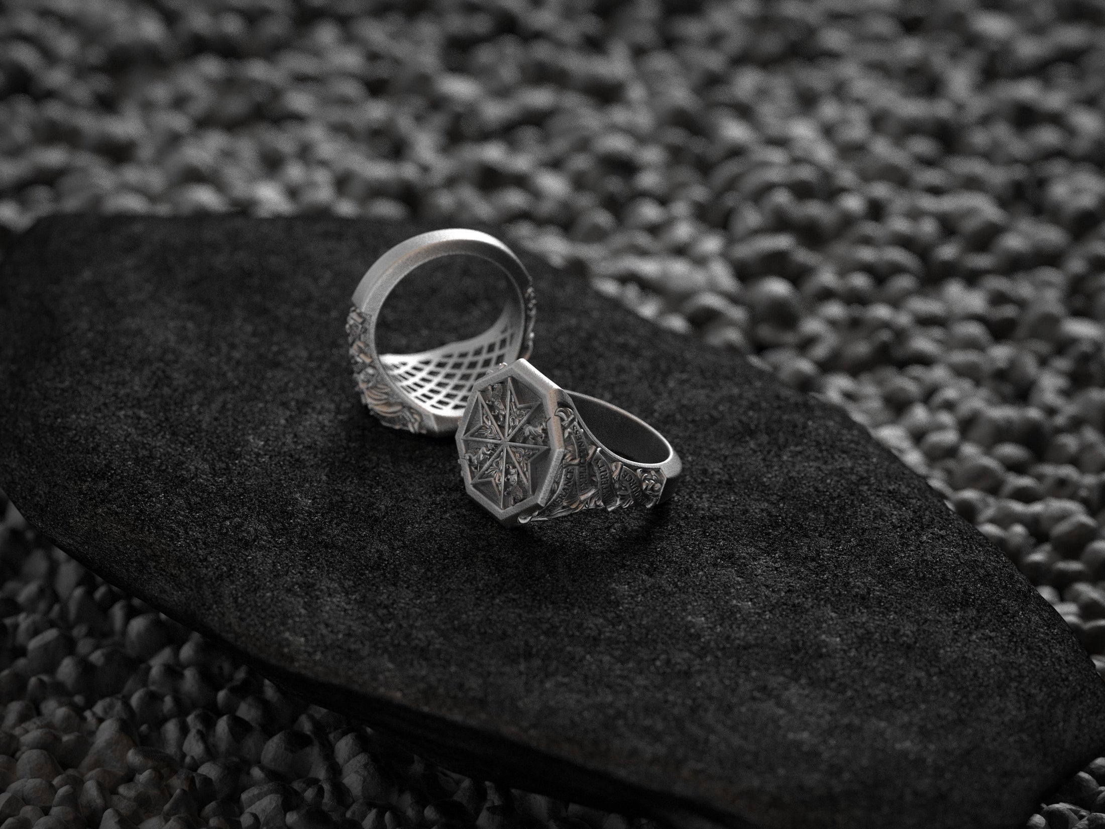 Model wearing the Knights Hospitaller Ring in medieval styling