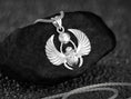 Load image into Gallery viewer, Scarab Horus Ancient Egypt Gift Jewelry Mens Silver Necklace Egyptian Unisex Winged Accessory Pendant Oxidized Gold Plated Beetle