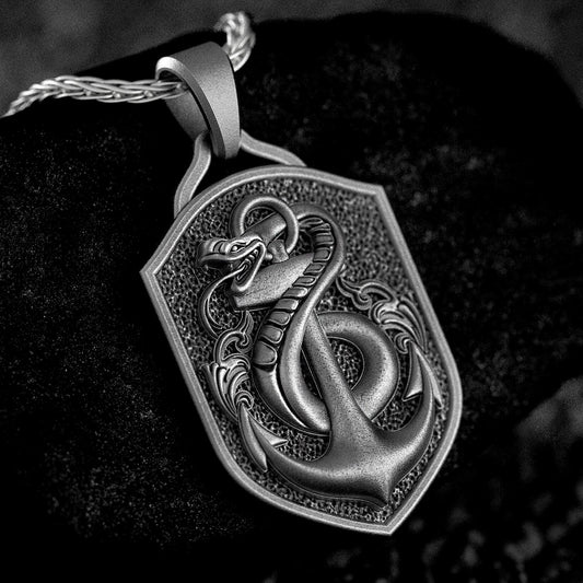 Nautical Snake & Anchor Pendant