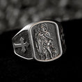 Load image into Gallery viewer, Saint Roch Ring – Sterling Silver Patron Saint of Plague Protection Signet Ring