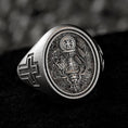 Load image into Gallery viewer, Holy Eucharist Ring – Sterling Silver Chalice and Host Christian Signet Ring