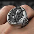 Load image into Gallery viewer, Holy Eucharist Ring – Sterling Silver Chalice and Host Christian Signet Ring - Angelios Jewelry