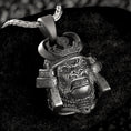 Load image into Gallery viewer, King Gorilla Samurai Helmet Pendant – Fierce Warrior Gorilla Necklace, Japanese Armor, Samurai Warrior Jewelry