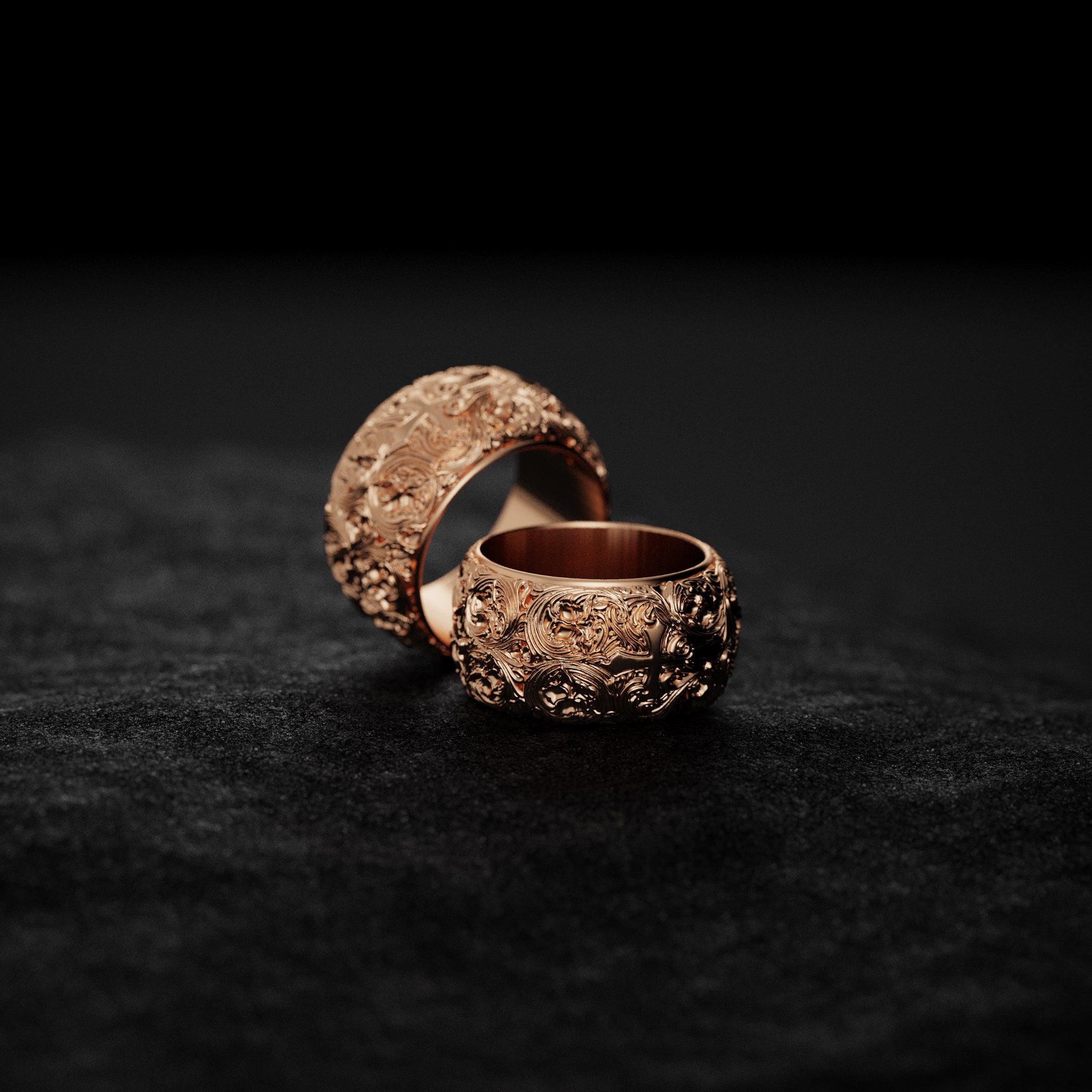 Gothic Cross Ring – Sterling Silver Medieval Christian Band, Ornate Religious Symbolic Jewelry for Men