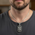 Cargar la imagen en la vista de la galería, Personalized Saint George Dog Tag Pendant – Sterling Silver Catholic Medal Necklace Dragon Slayer Patron Saint