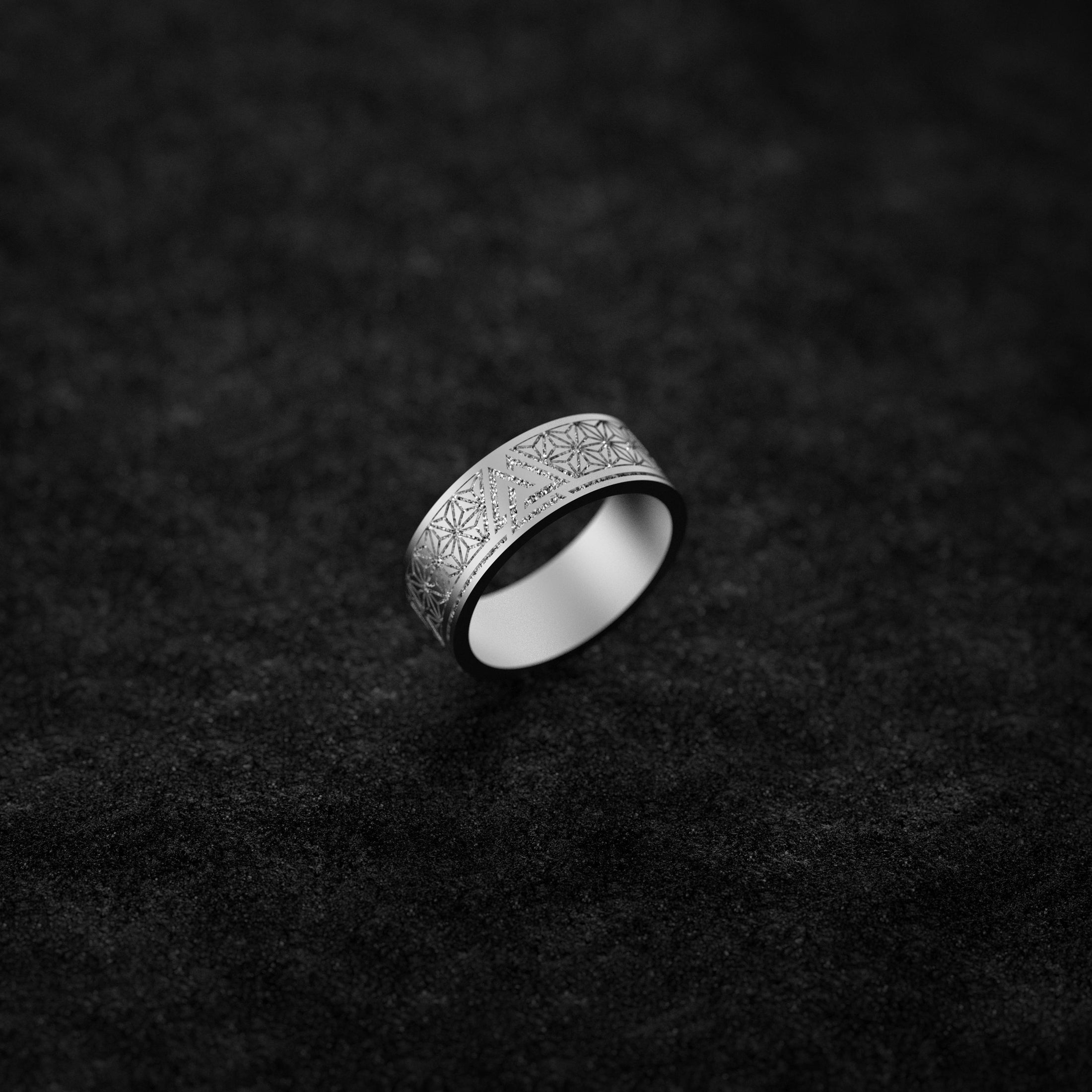 Valknut Ring with Flower of Life Pattern – Sterling Silver Viking Norse Mythology Band for Men