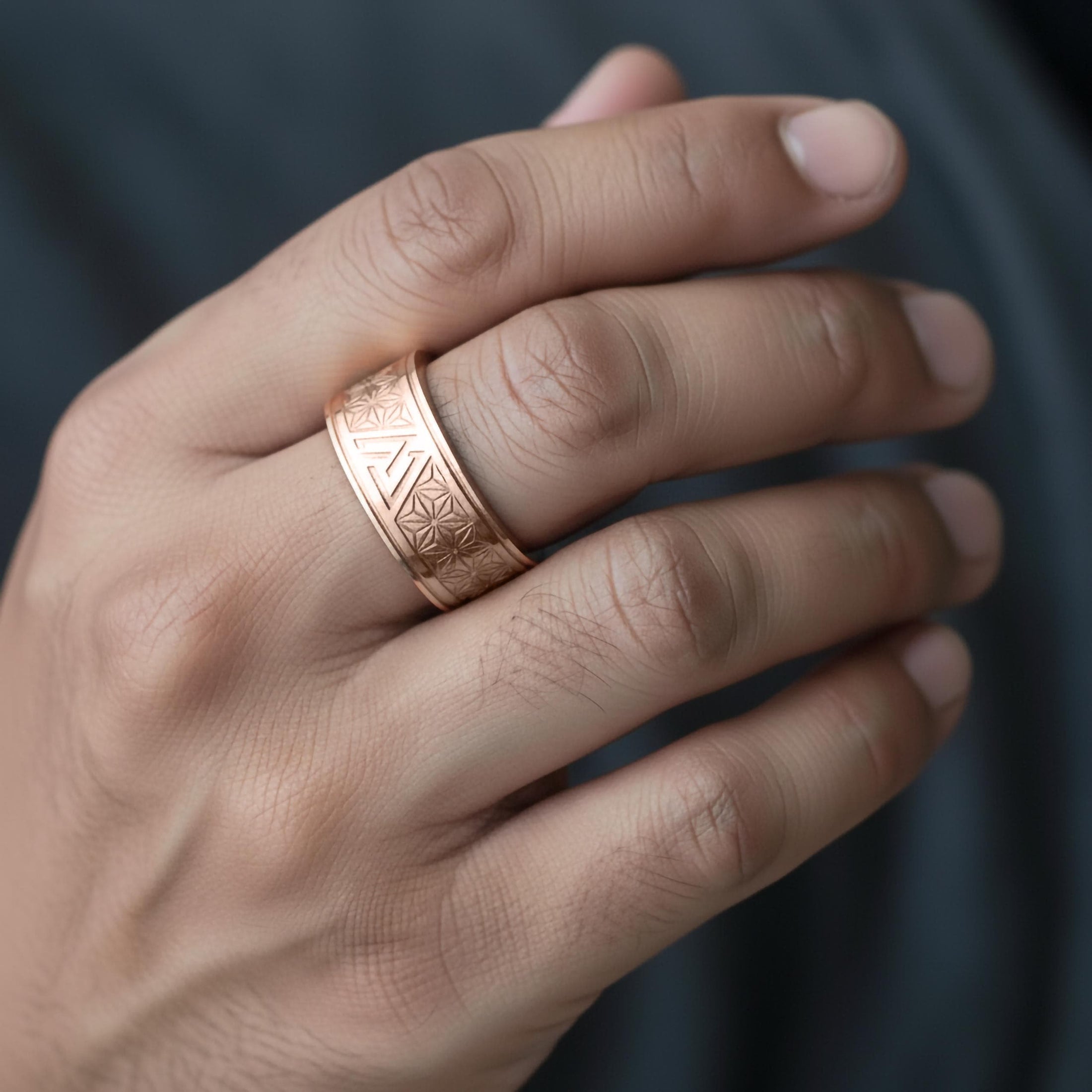 Valknut Ring with Flower of Life Pattern – Sterling Silver Viking Norse Mythology Band for Men