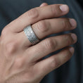 Load image into Gallery viewer, Valknut Ring with Flower of Life Pattern – Sterling Silver Viking Norse Mythology Band for Men