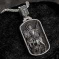 Cargar la imagen en la vista de la galería, Personalized Saint George Dog Tag Pendant – Sterling Silver Catholic Medal Necklace Dragon Slayer Patron Saint