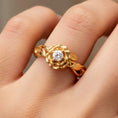 Load image into Gallery viewer, Gold Flower Zircon Ring • 10K 14K 18K Yellow White Rose Gold Women’s Floral Band