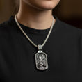 Load image into Gallery viewer, Saint Joan of Arc Dog Tag Pendant – Sterling Silver Catholic Medal Necklace Patron Saint of France