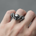 Load image into Gallery viewer, Silver Skull Biker Ring - Gothic Jewelry for Motorcyclists, Bold Men's Skull Ring, Edgy Biker Gift